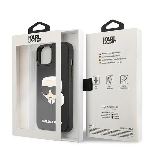 Etui Karl Lagerfeld KLHCP14MKH3DBK na iPhone 14 Plus 6,7" pevné puzdro 3D Rubber Karl`s Head